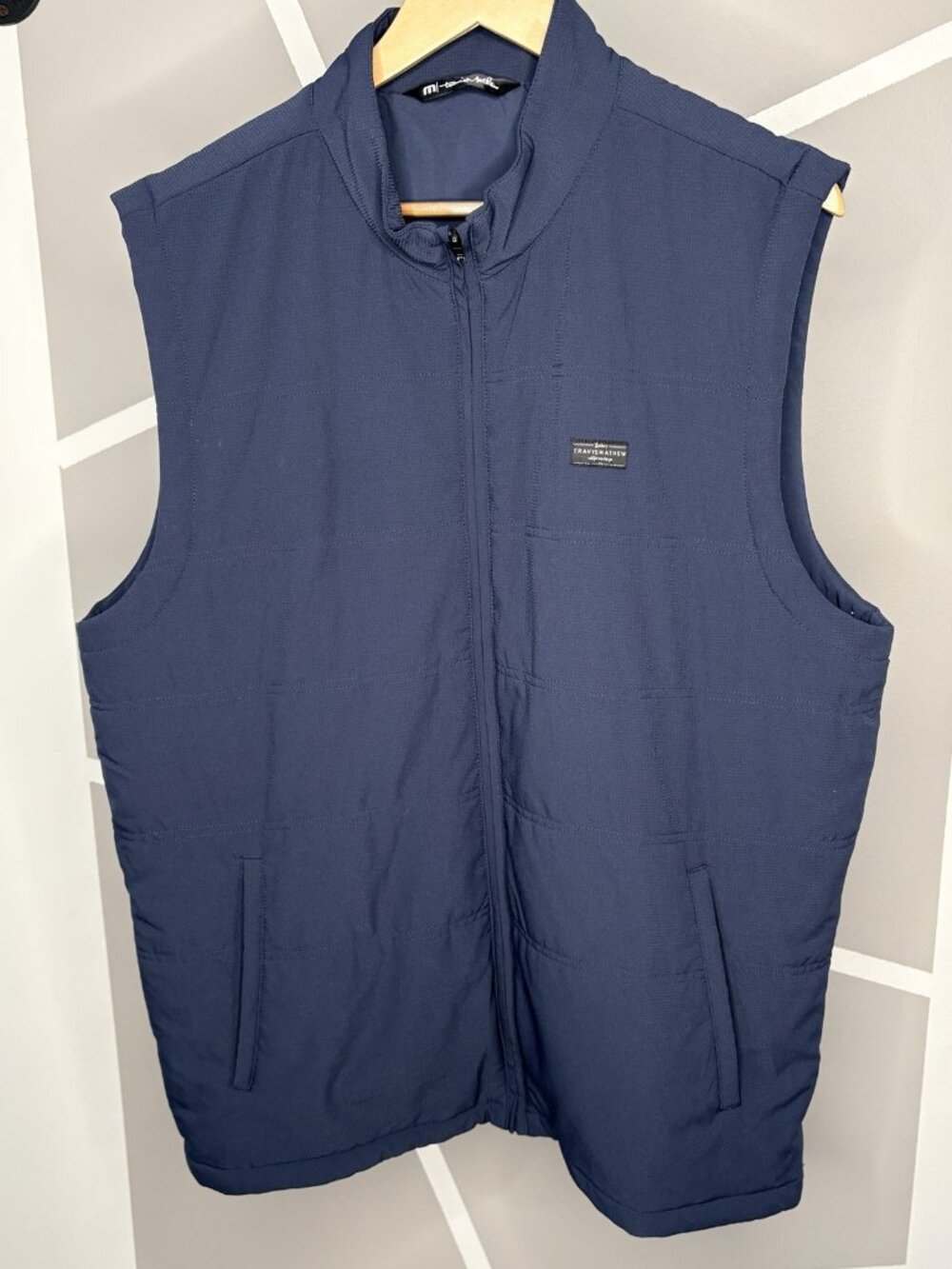 Travis Mathew Men’s XL Blue Interlude Puffer Vest Full Zip Pockets Golf